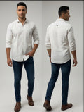 Primary Choice: Men’s Off-White Slim Fit Solid Cotton Casual Shirt
